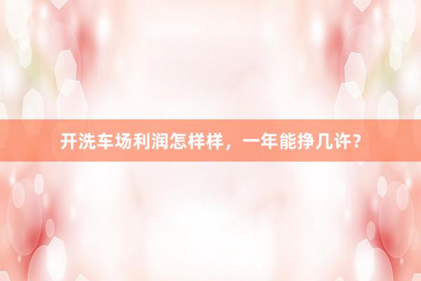 开洗车场利润怎样样，一年能挣几许？
